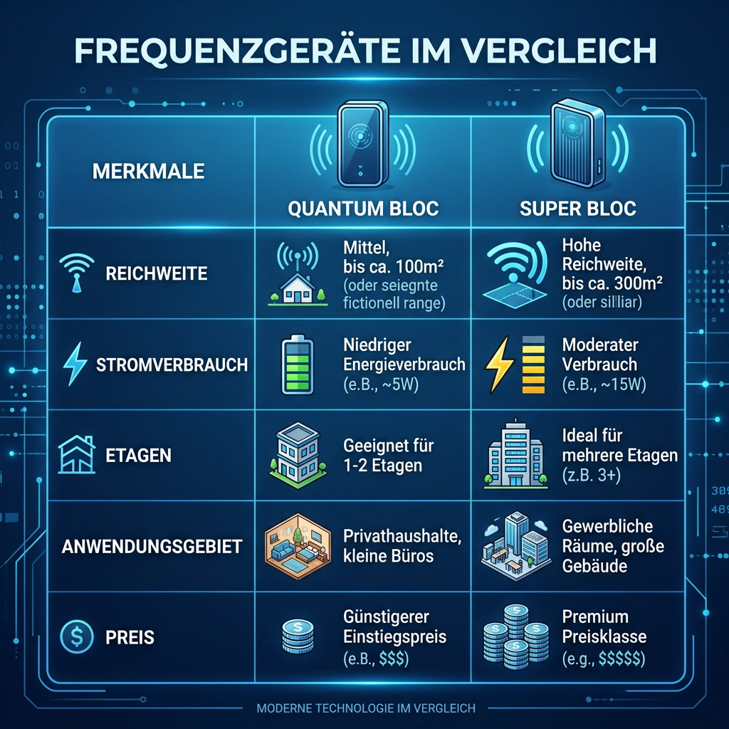 Frequenzgeräte im Vergleich – technische Vergleichstabelle