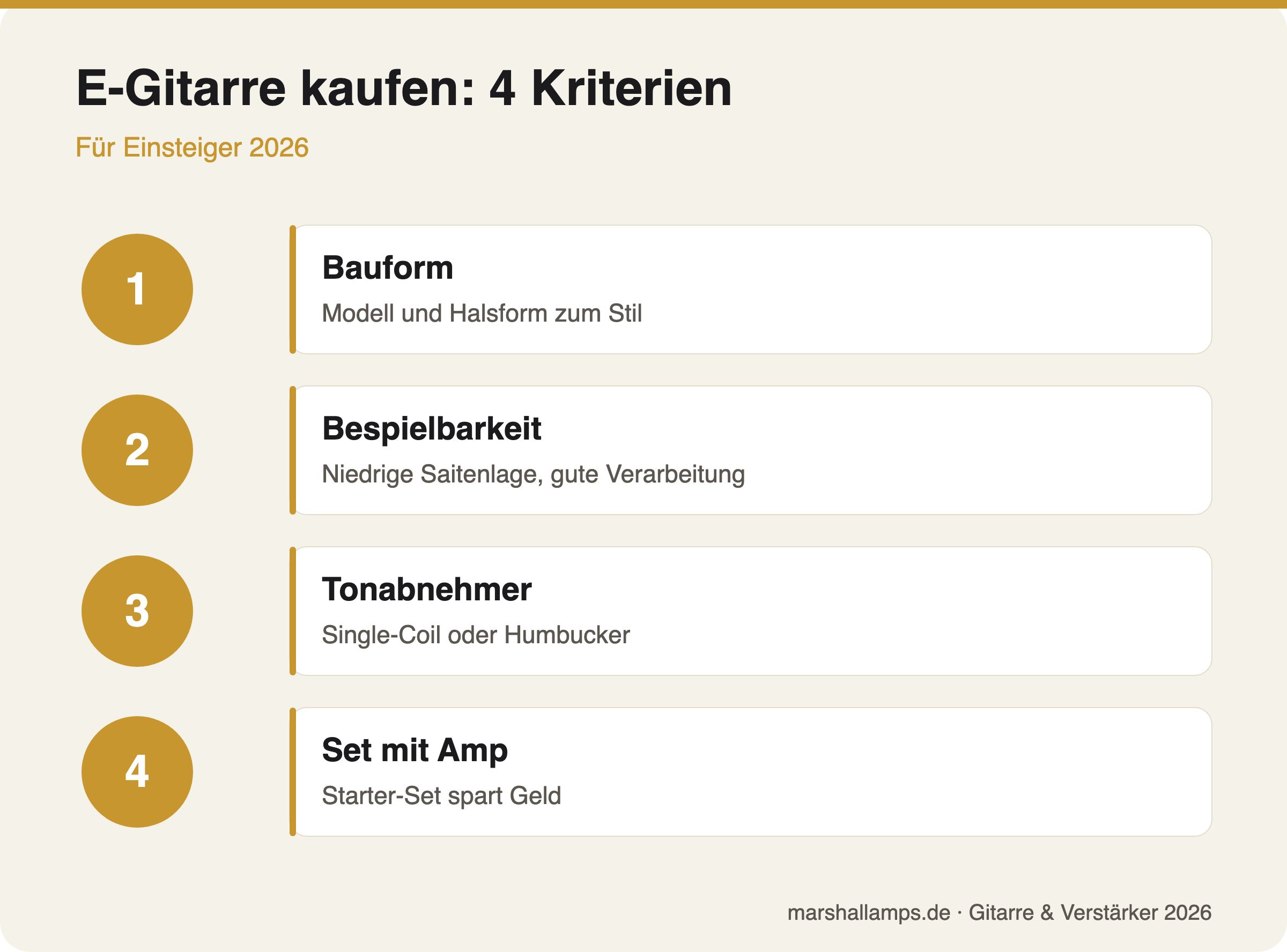 Kaufkriterien für eine E-Gitarre für Einsteiger