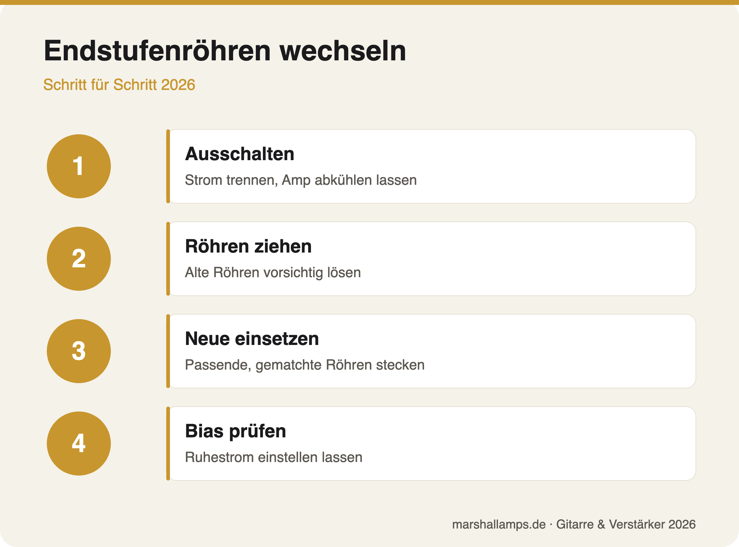 Schritt-für-Schritt-Anleitung zum Wechsel von Endstufenröhren