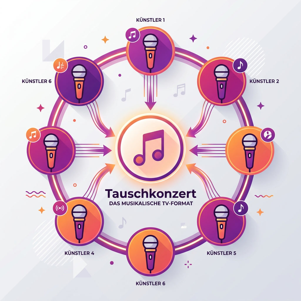 Infografik: Konzept des Tauschkonzerts Sing meinen Song mit sechs Künstlern